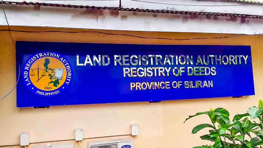 photo of stainless sign for biliran registryh of deeds